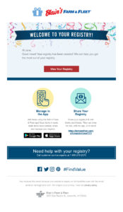 Gift registry welcome email