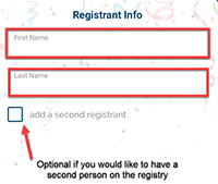 The gift registrant must enter their first and last name