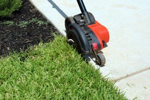 Lawn edger by grass and sidewalk
