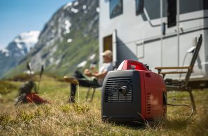 portable generator in front of rv