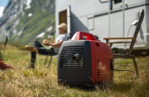 portable generator in front of rv
