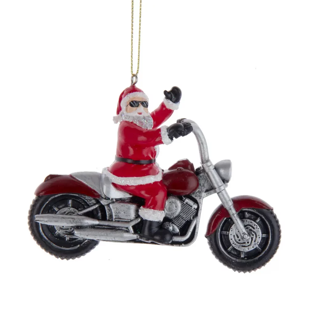 santa on motorcycle ornament