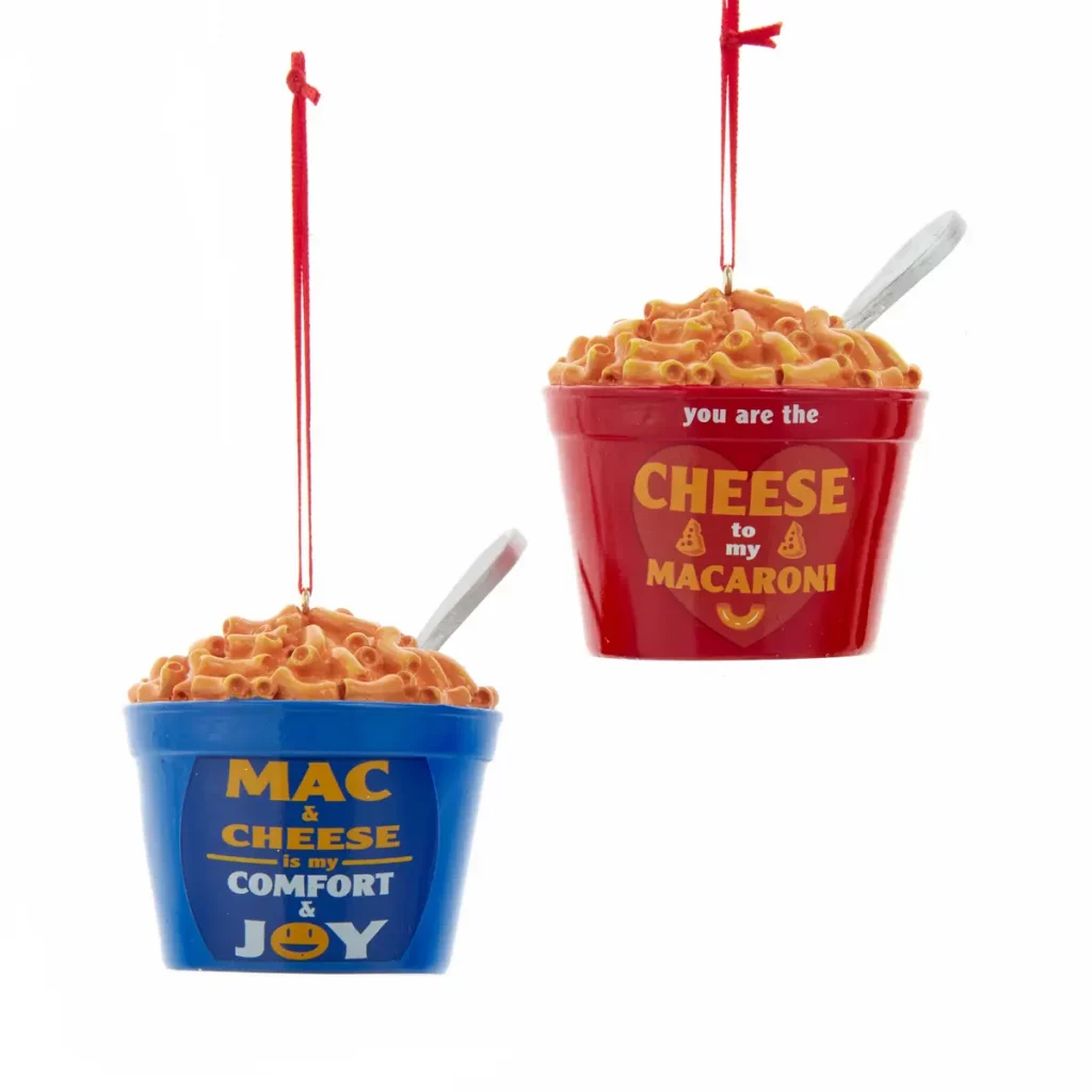 2 mac and cheese bowl ornaments