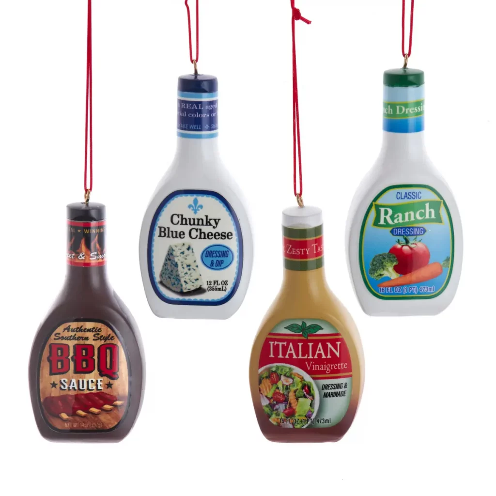 4 sauce bottle ornaments