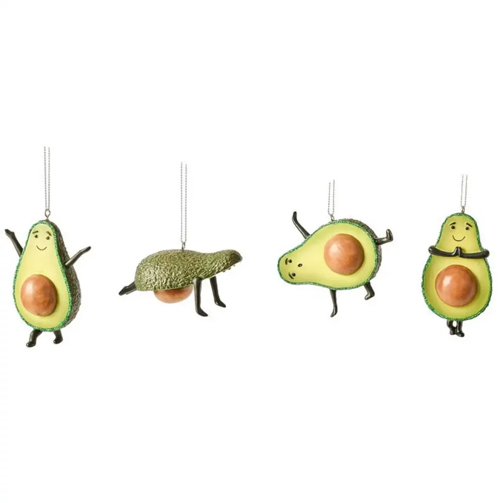 avocado yoga ornaments