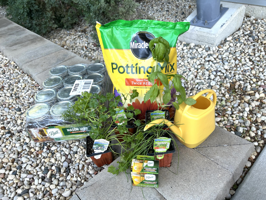 mason jar herb garden supplies