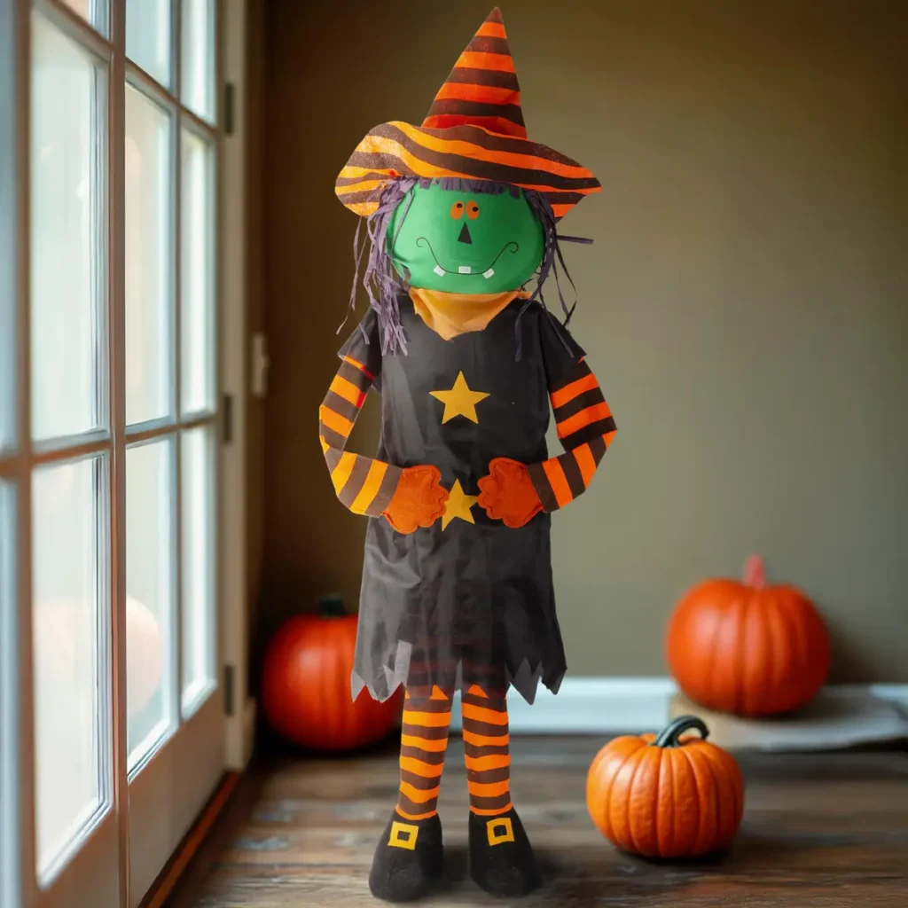 witch Halloween decoration standing in house