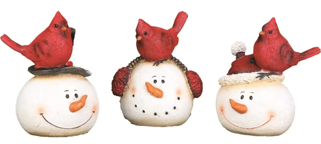 Transpac Imports Inc. Snowman with Cardinal Figurine