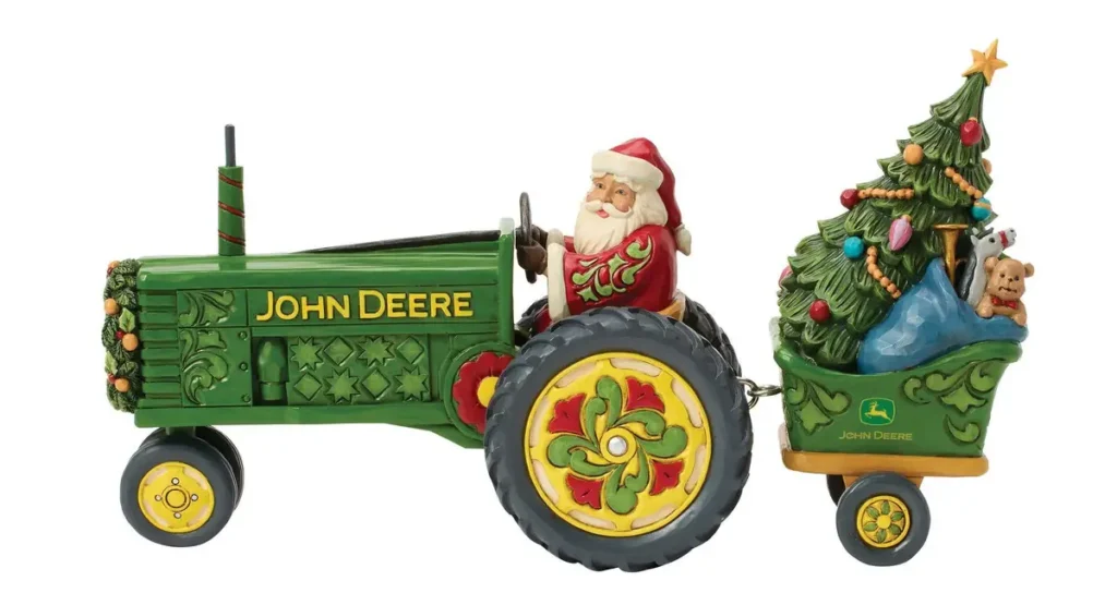 Jim Shore 2-Piece Santa on John Deere Tractor with Trailer Figurines