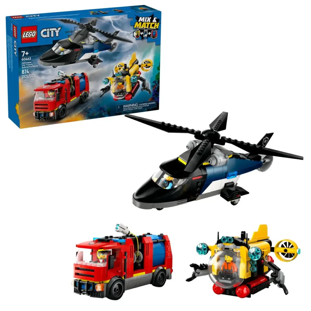 LEGO Great Vehicles Helicopter, Fire Truck and Submarine Remix
