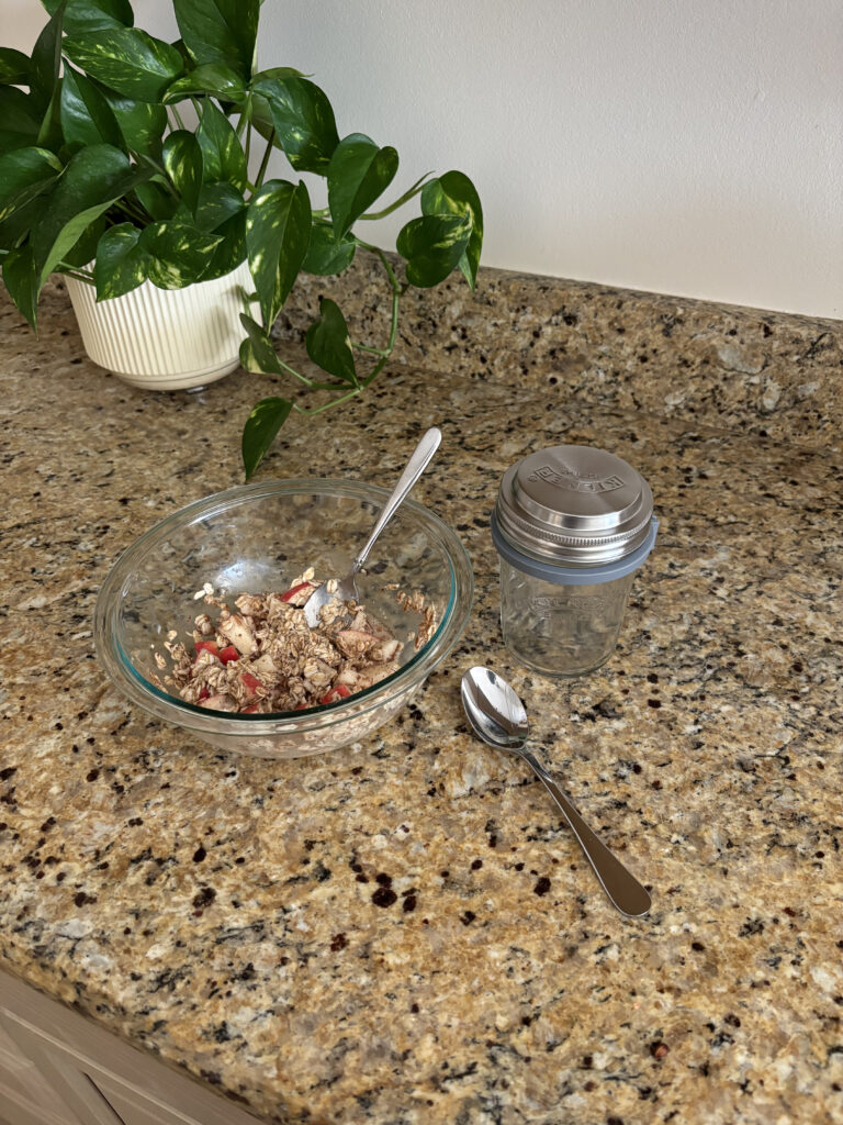 mixing overnight oats ingredients