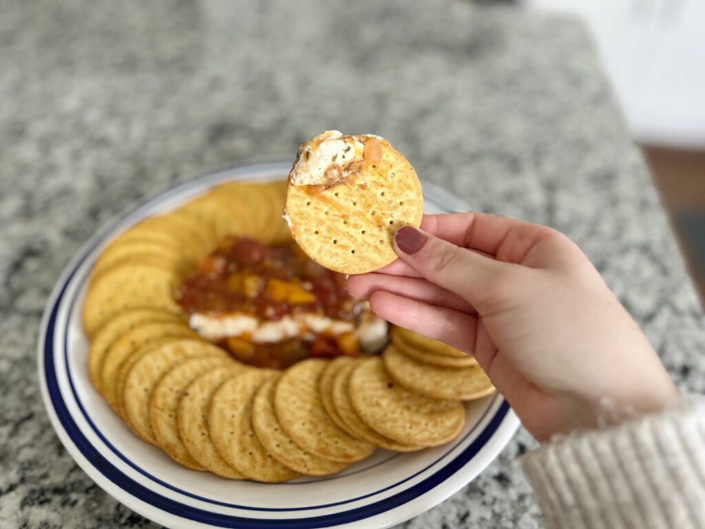cracker with cheese dip