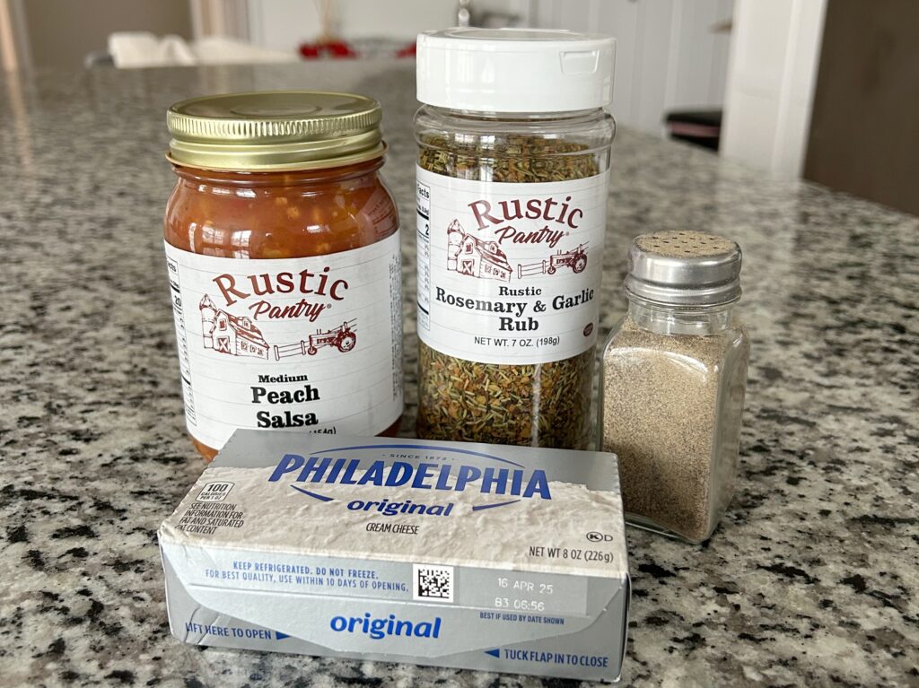 salsa, seasoning, black pepper, and cream cheese