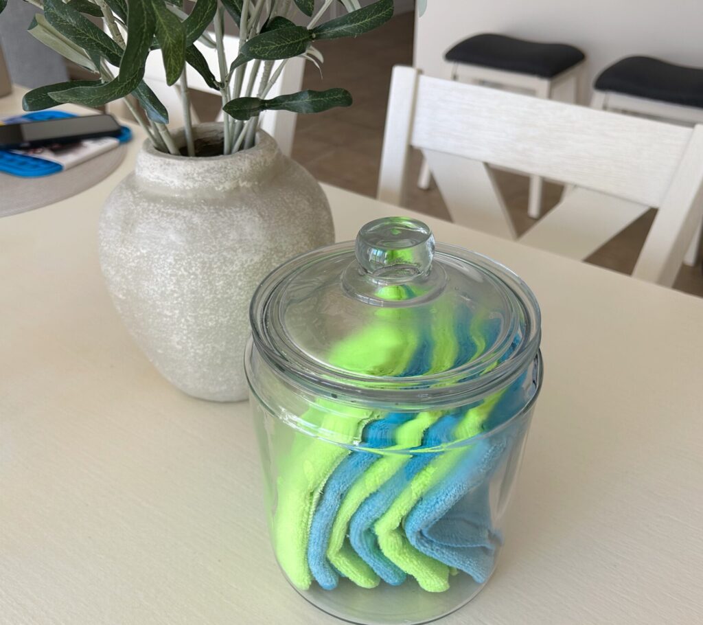 cleaning wipes in jar