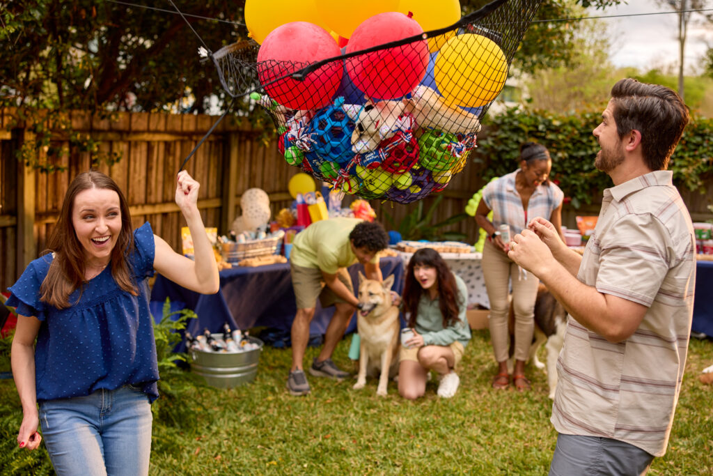 net full of dog toys