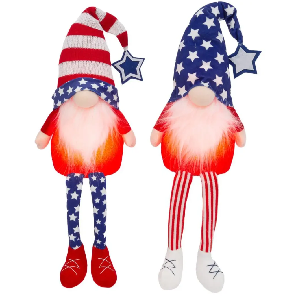 Pre-Lit Plush Patriotic Gnomes